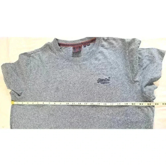 Superdry Shirt Men's Size 2XL Gray Embroidered Logo Short Sleeve Cotton Tee - Picture 4 of 8